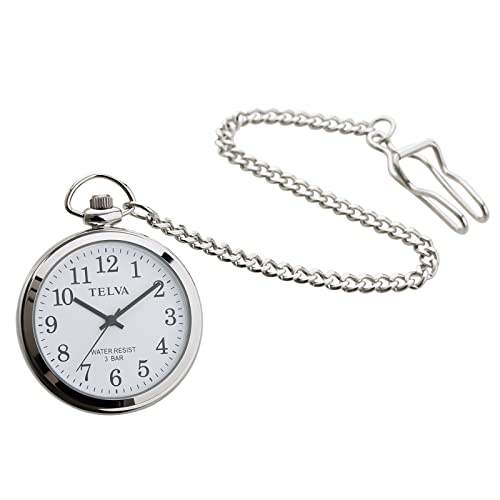 [クレファー] 懐中時計 アナログ メンズ シンプル 電池式 クオーツ式 シルバー TE-AM153-WTS